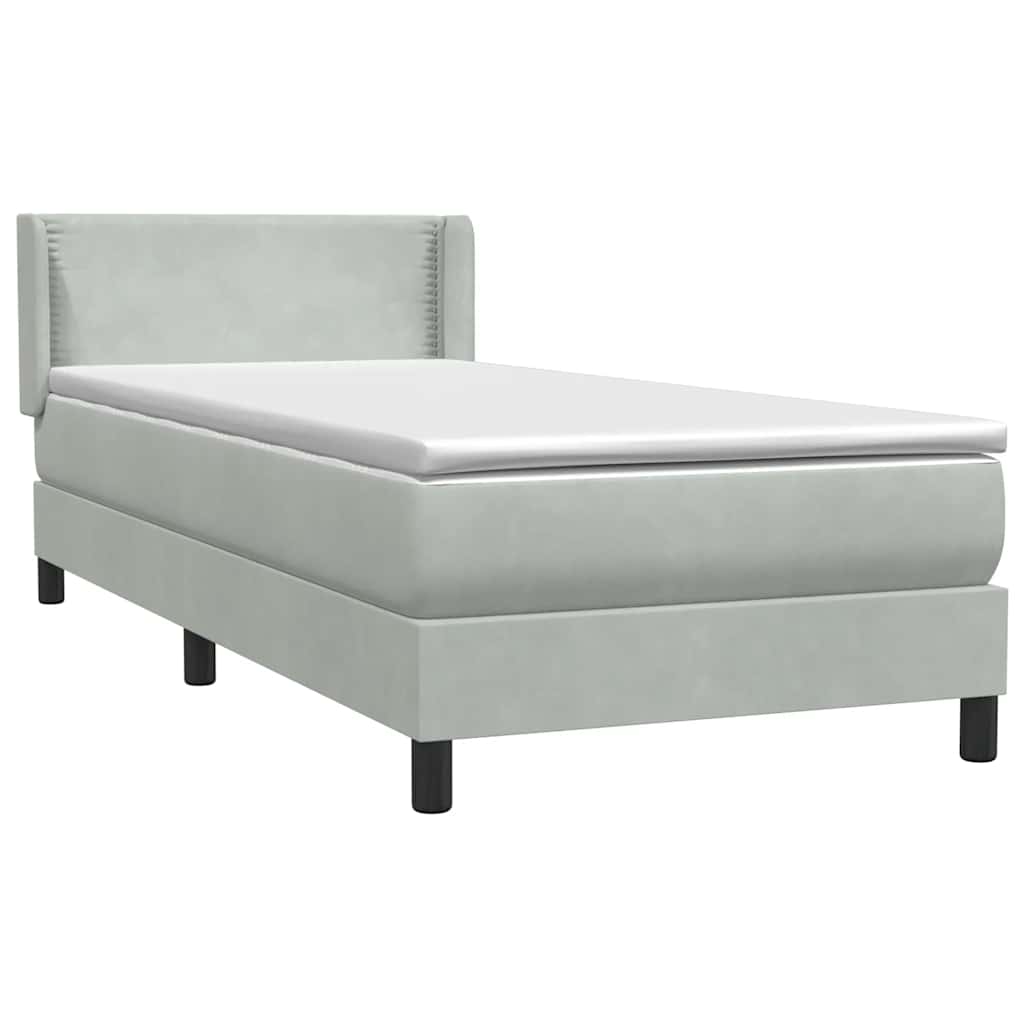 Box Spring Postel S Matrací Samet Světle Šedá
