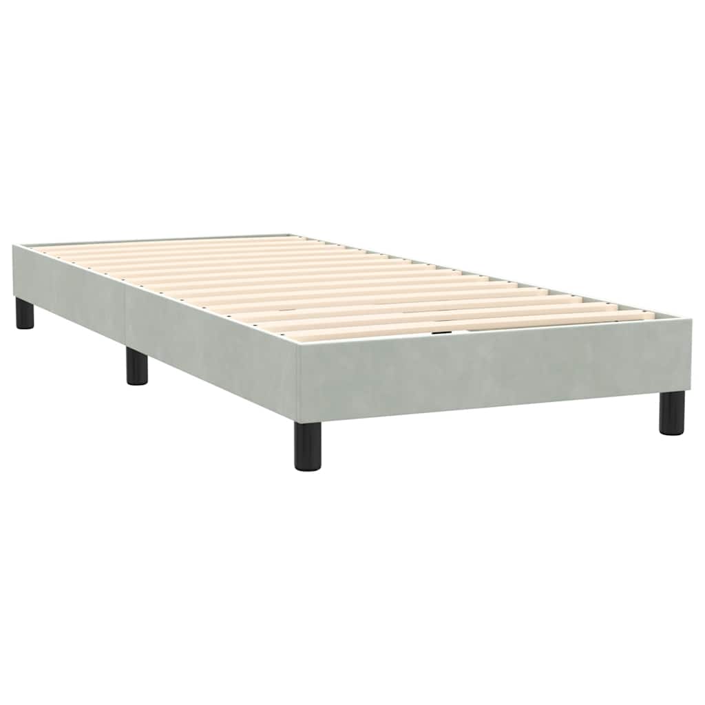 Box Spring Postel S Matrací Samet Světle Šedá