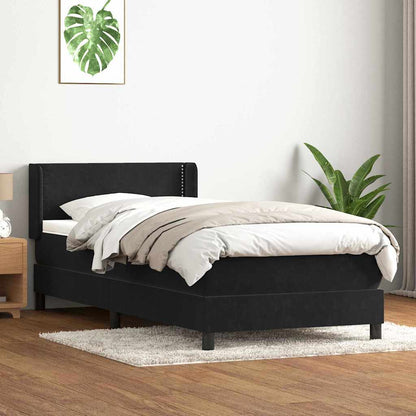 Box Spring Postel S Matrací Černá Samet Černá