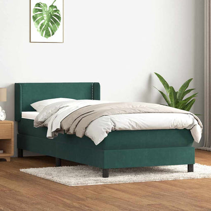 Box Spring Postel S Matrací Samet Tmavě Zelená