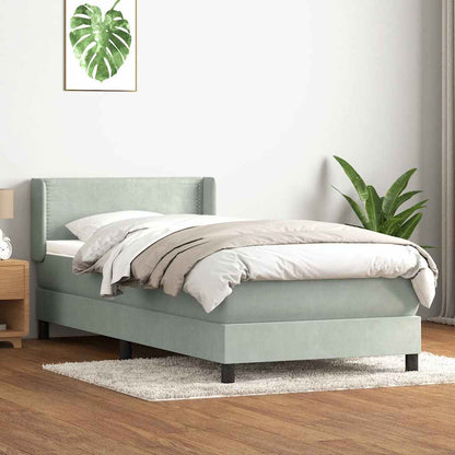 Box Spring Postel S Matrací Samet Světle Šedá