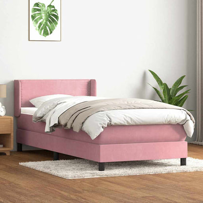Box Spring Postel S Matrací Růžový Samet Růžová