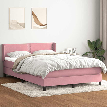 Box Spring Postel S Matrací Růžový Samet Růžová