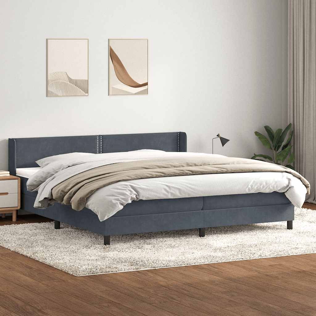 Box Spring Postel S Matrací Samet Tmavě Šedá