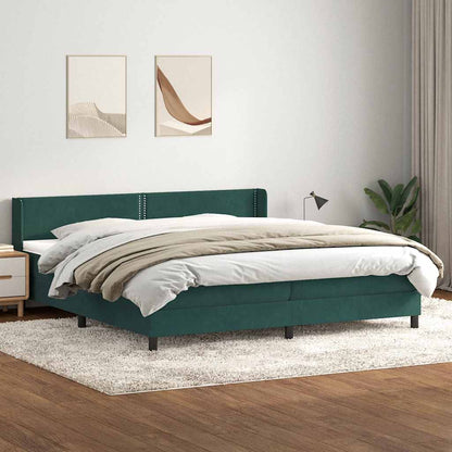 Box Spring Postel S Matrací Samet Tmavě Zelená