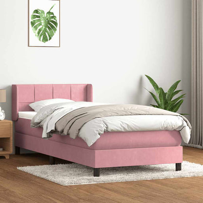Box Spring Postel S Matrací Růžový Samet Růžová