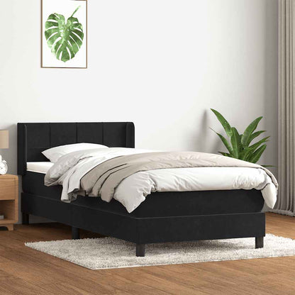 Box Spring Postel S Matrací Černá Samet Černá