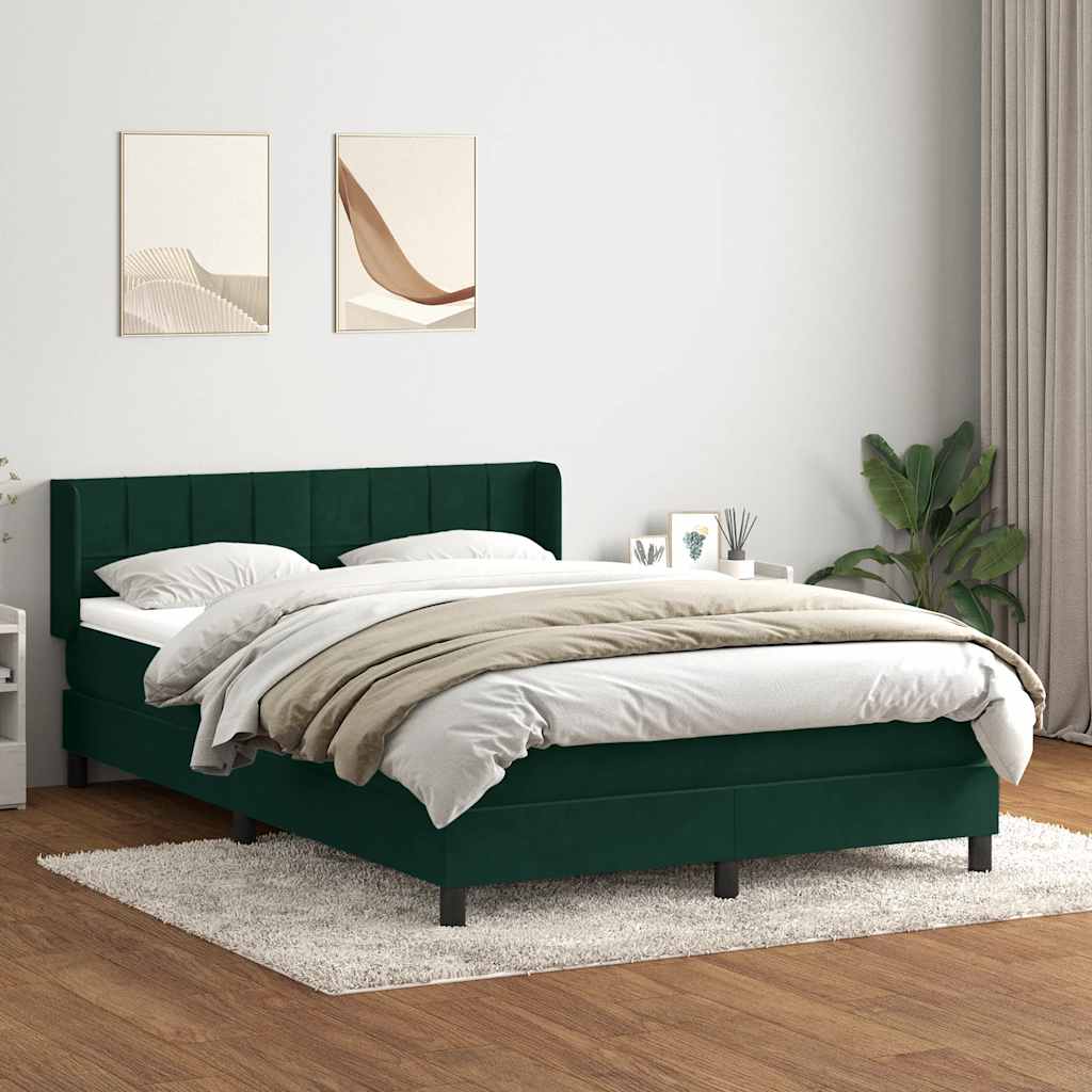 Box Spring Postel S Matrací Samet Tmavě Zelená