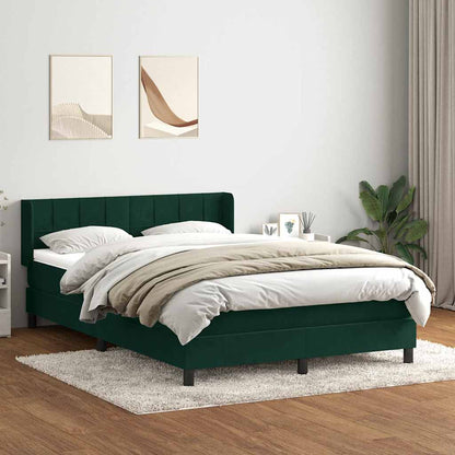 Box Spring Postel S Matrací Samet Tmavě Zelená