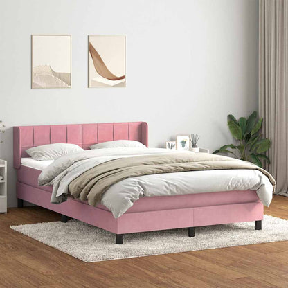 Box Spring Postel S Matrací Růžový Samet Růžová