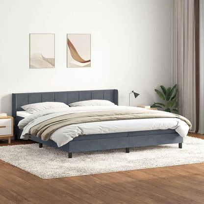 Box Spring Postel S Matrací Samet Tmavě Šedá