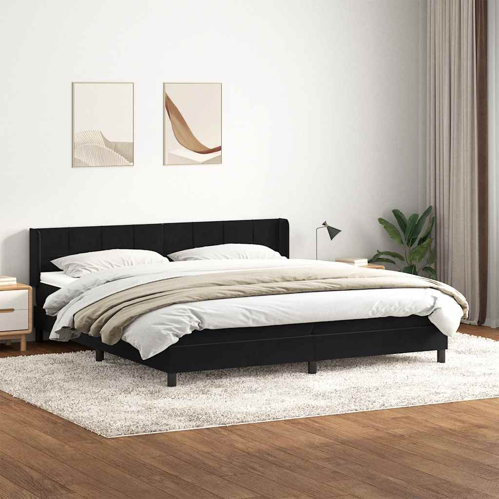 Box Spring Postel S Matrací Černá Samet Černá