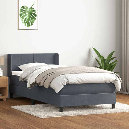 Box Spring Postel S Matrací Samet Tmavě Šedá