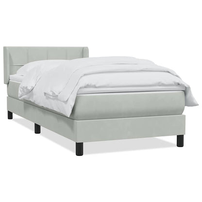 Box Spring Postel S Matrací Samet Světle Šedá