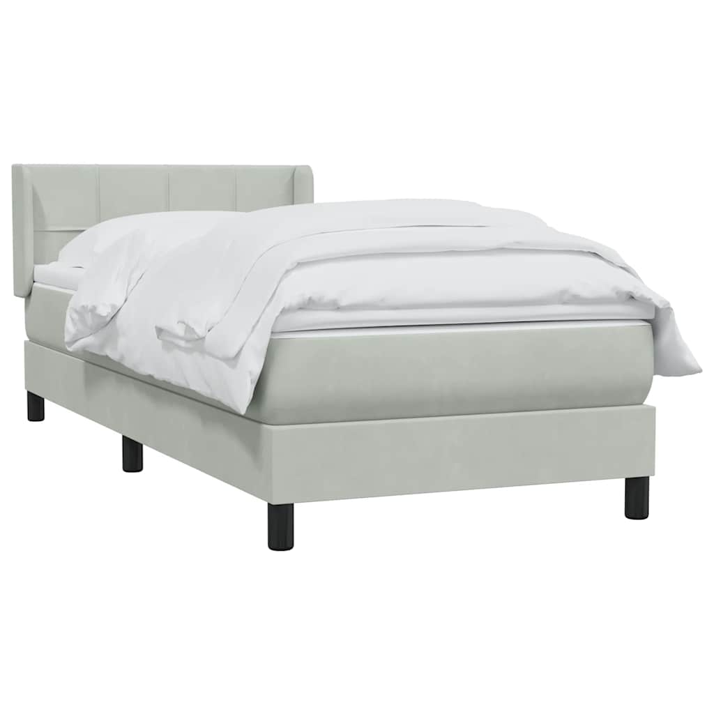 Box Spring Postel S Matrací Samet Světle Šedá