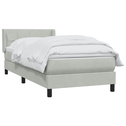 Box Spring Postel S Matrací Samet Světle Šedá