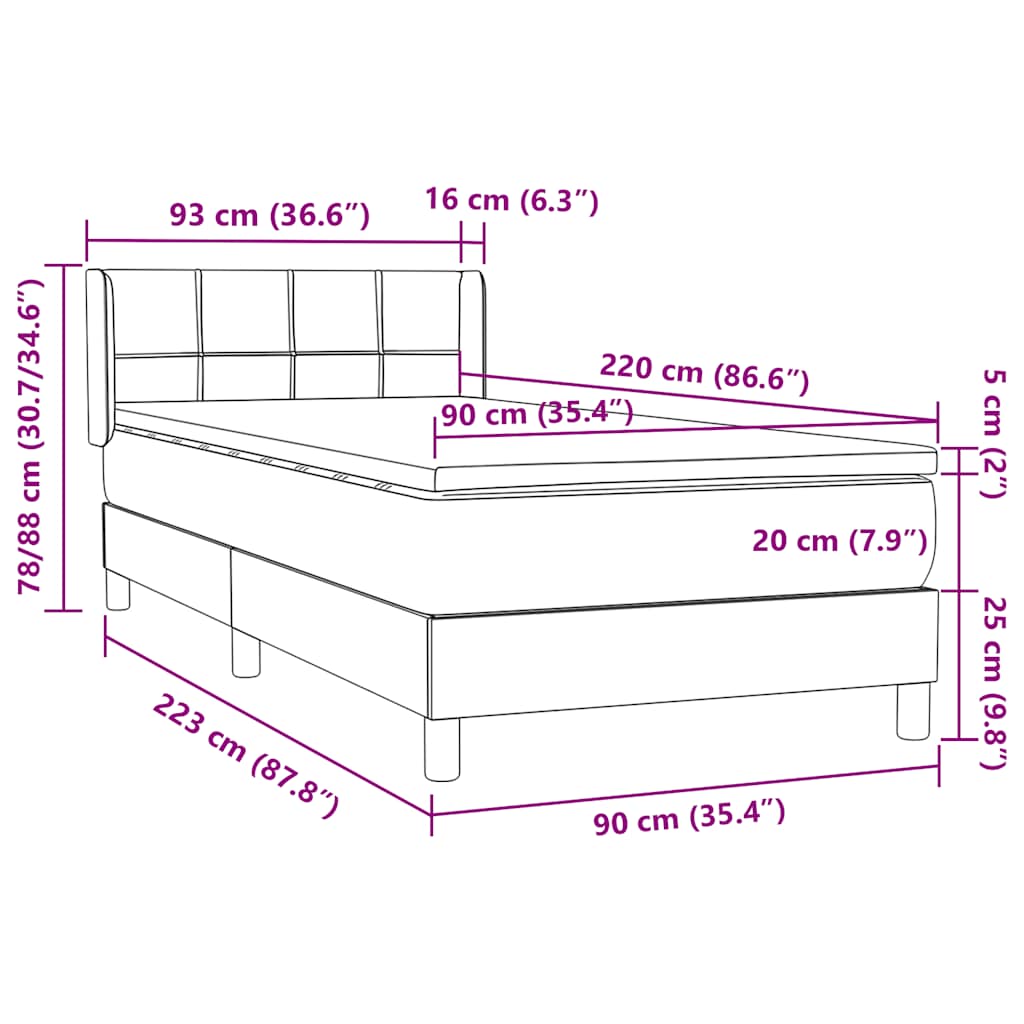 Box Spring Postel S Matrací Samet Světle Šedá
