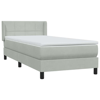 Box Spring Postel S Matrací Samet Světle Šedá