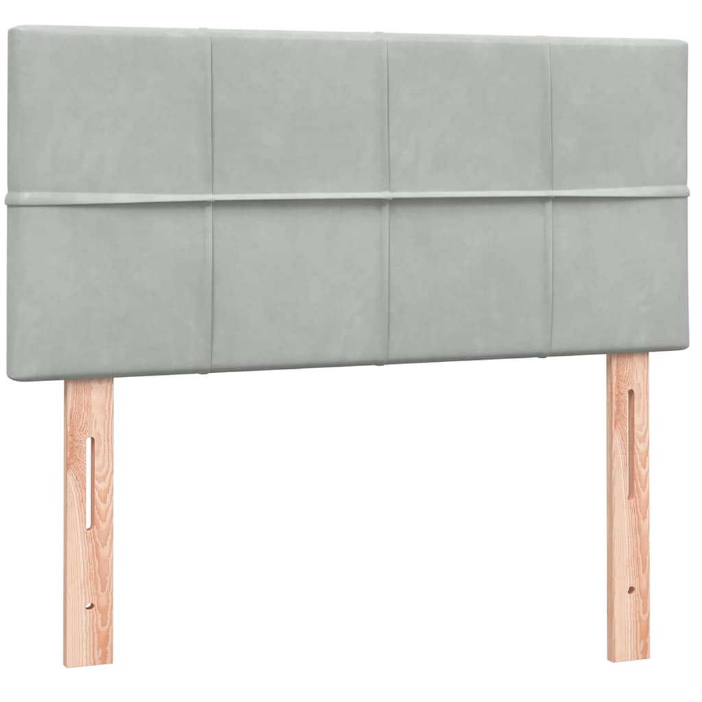 Box Spring Postel S Matrací Samet Světle Šedá
