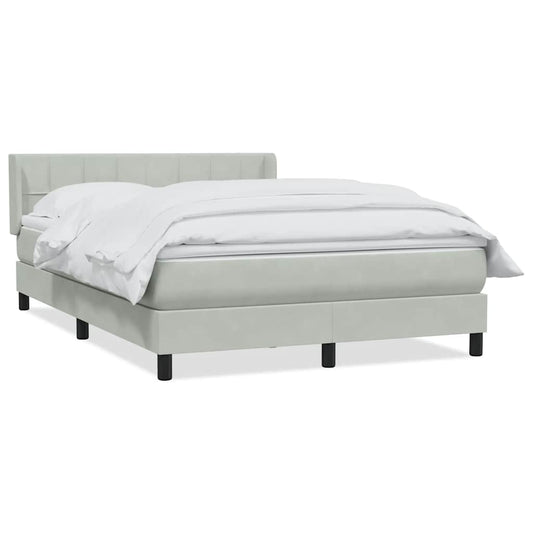Box Spring Postel S Matrací Samet Světle Šedá
