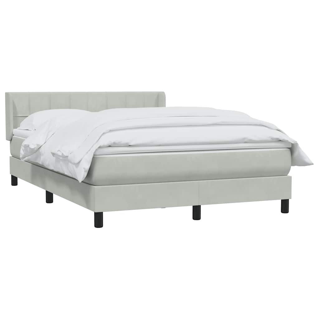 Box Spring Postel S Matrací Samet Světle Šedá