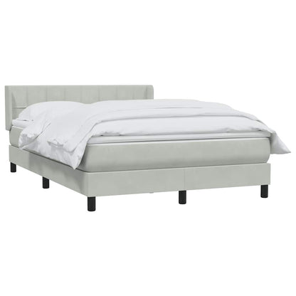 Box Spring Postel S Matrací Samet Světle Šedá