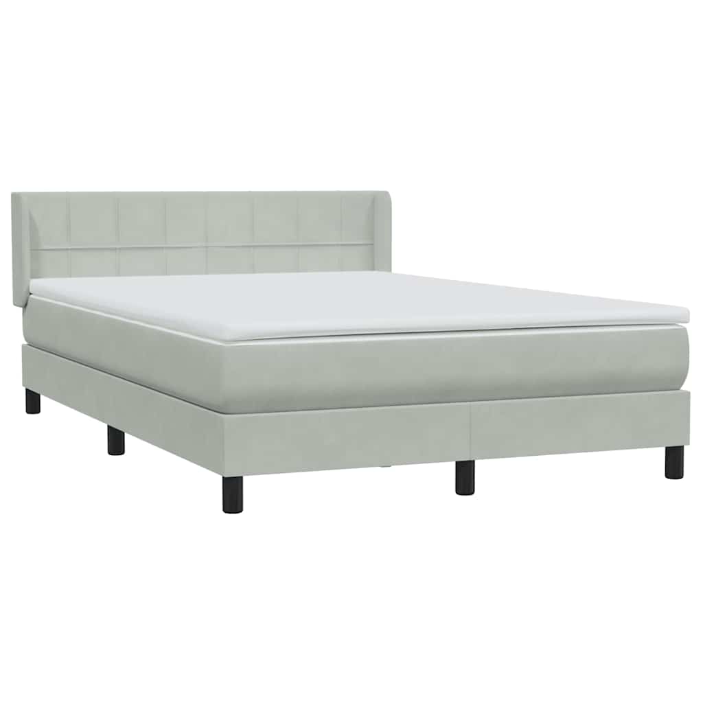 Box Spring Postel S Matrací Samet Světle Šedá