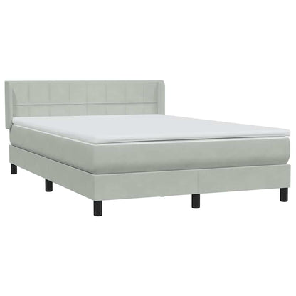 Box Spring Postel S Matrací Samet Světle Šedá