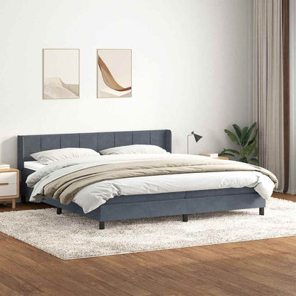 Box Spring Postel S Matrací Samet Tmavě Šedá