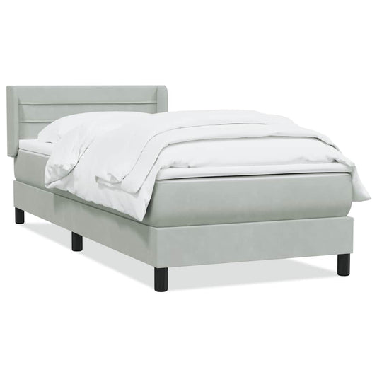 Box Spring Postel S Matrací Samet Světle Šedá