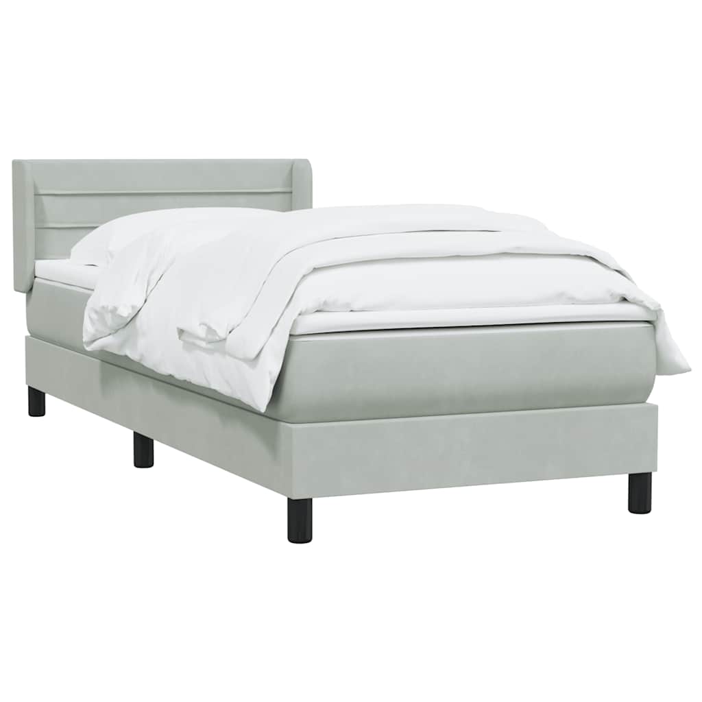 Box Spring Postel S Matrací Samet Světle Šedá