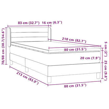 Box Spring Postel S Matrací Samet Světle Šedá