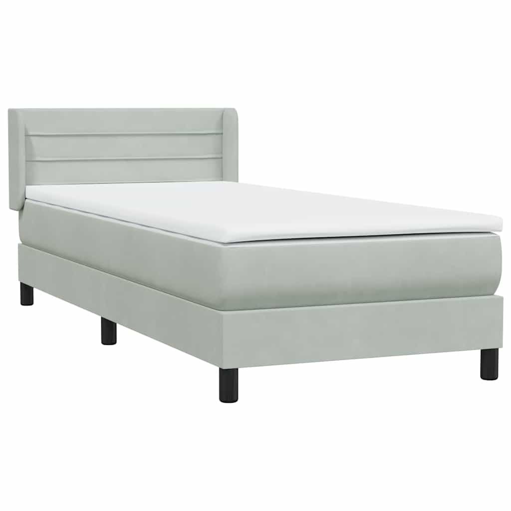Box Spring Postel S Matrací Samet Světle Šedá