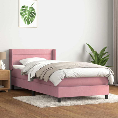 Box Spring Postel S Matrací Růžový Samet Růžová
