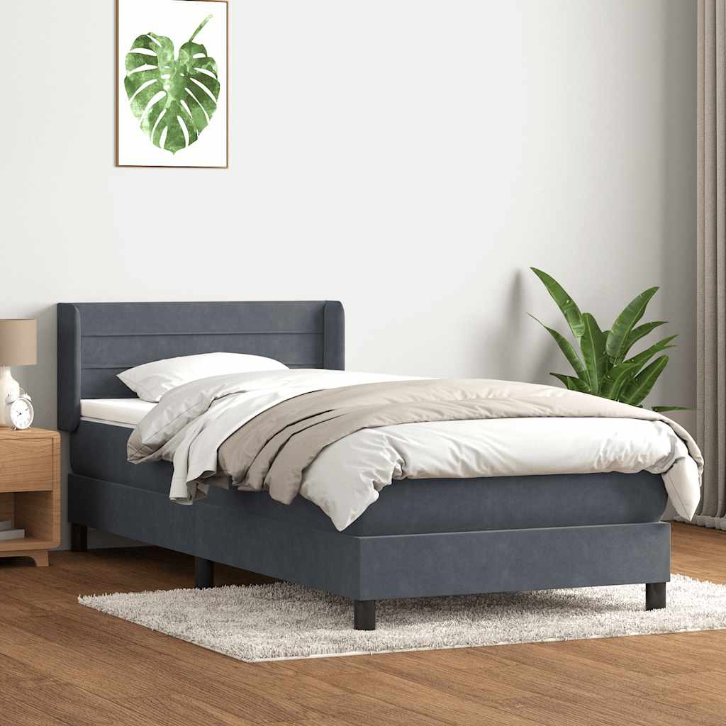 Box Spring Postel S Matrací Samet Tmavě Šedá