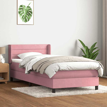 Box Spring Postel S Matrací Růžový Samet Růžová