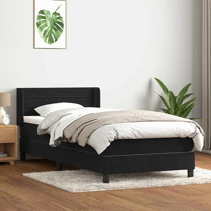 Box Spring Postel S Matrací Černá Samet Černá