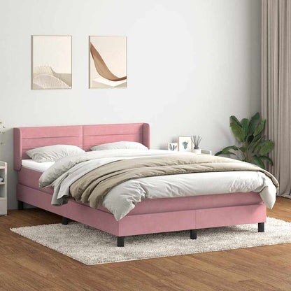 Box Spring Postel S Matrací Růžový Samet Růžová