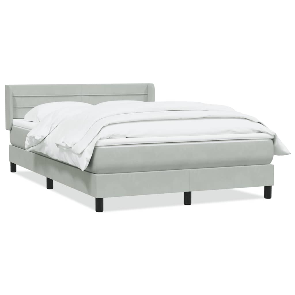Box Spring Postel S Matrací Samet Světle Šedá