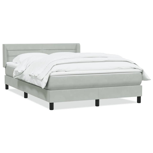 Box Spring Postel S Matrací Samet Světle Šedá