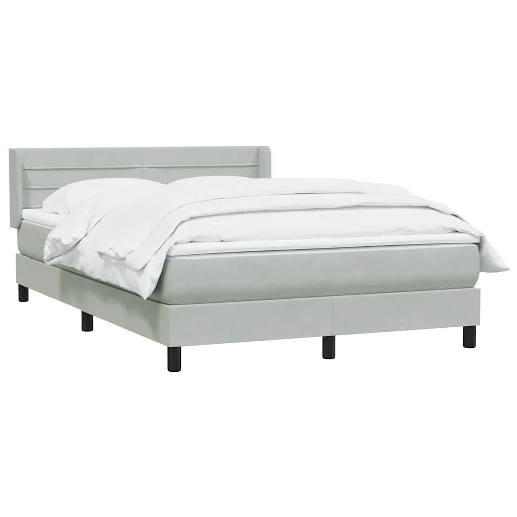 Box Spring Postel S Matrací Samet Světle Šedá