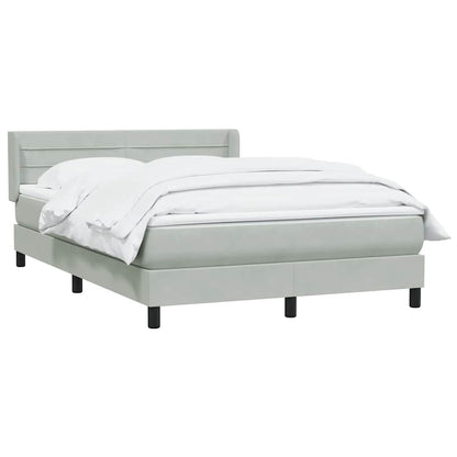 Box Spring Postel S Matrací Samet Světle Šedá