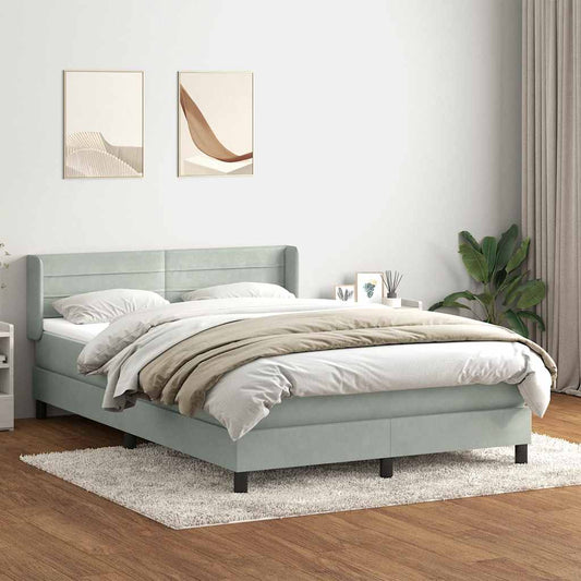 Box Spring Postel S Matrací Samet Světle Šedá