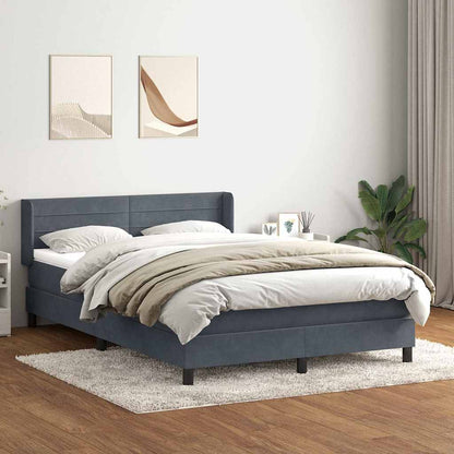 Box Spring Postel S Matrací Samet Tmavě Šedá