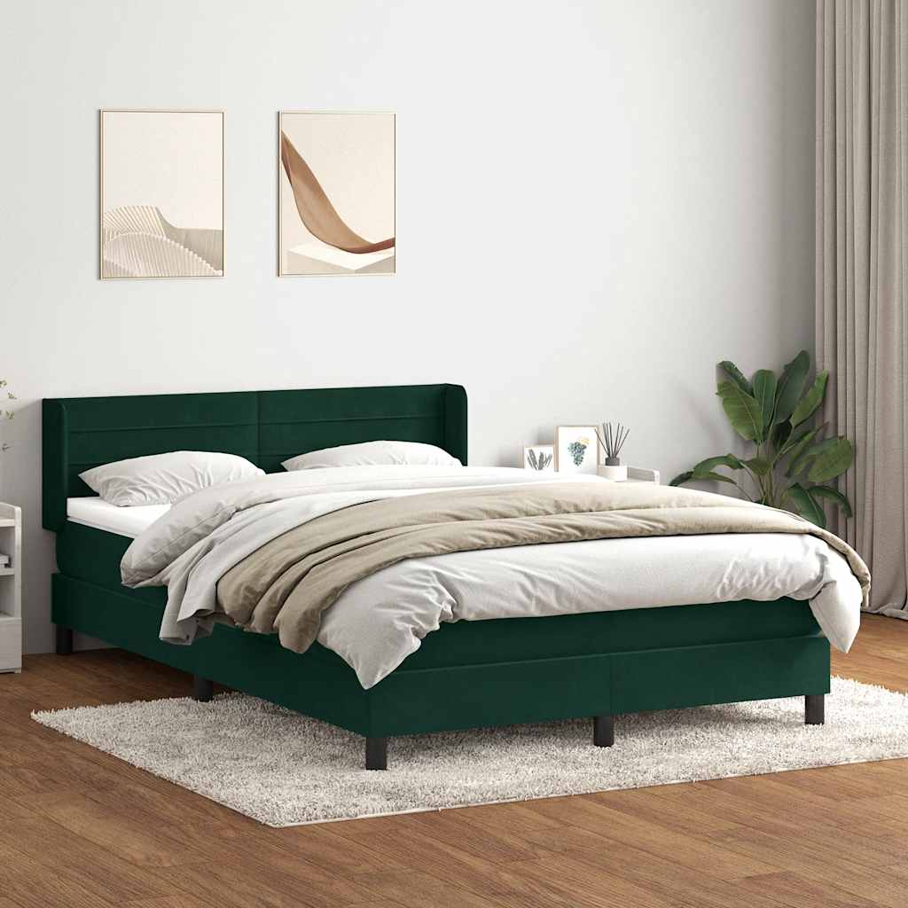 Box Spring Postel S Matrací Samet Tmavě Zelená