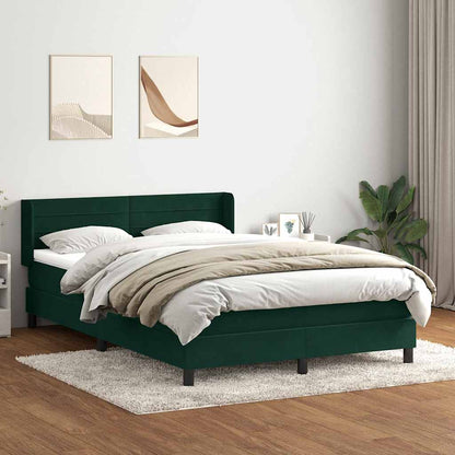 Box Spring Postel S Matrací Samet Tmavě Zelená