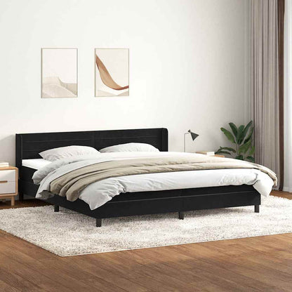 Box Spring Postel S Matrací Černá Samet Černá