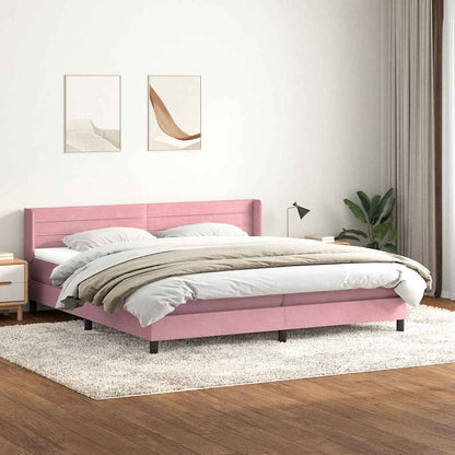 Box Spring Postel S Matrací Růžový Samet Růžová