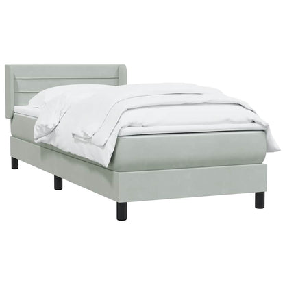Box Spring Postel S Matrací Samet Světle Šedá