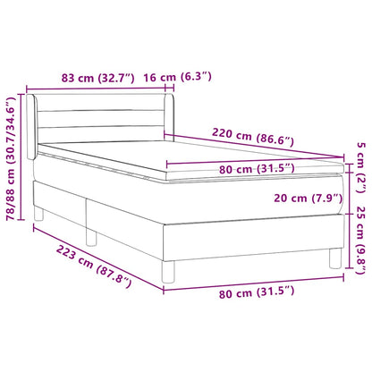 Box Spring Postel S Matrací Samet Světle Šedá
